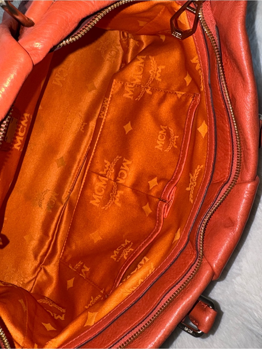MCM Red Leather Double-Handle Satchel - Picture 6 of 7